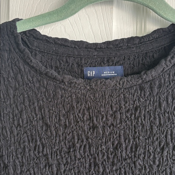 GAP Black Textured Crewneck Long Sleeve Top - Picture 2 of 4